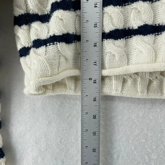 Pink Rose Sweater Women's Sz L White Cable-Knit Striped Cropped Regular Pullover - Picture 5 of 12